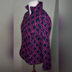 EUC Lands' End Velour geometric pattern top Size Small Petite